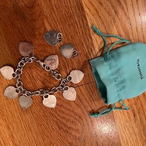 Tiffany silver heart charm bracelet with 10 charms